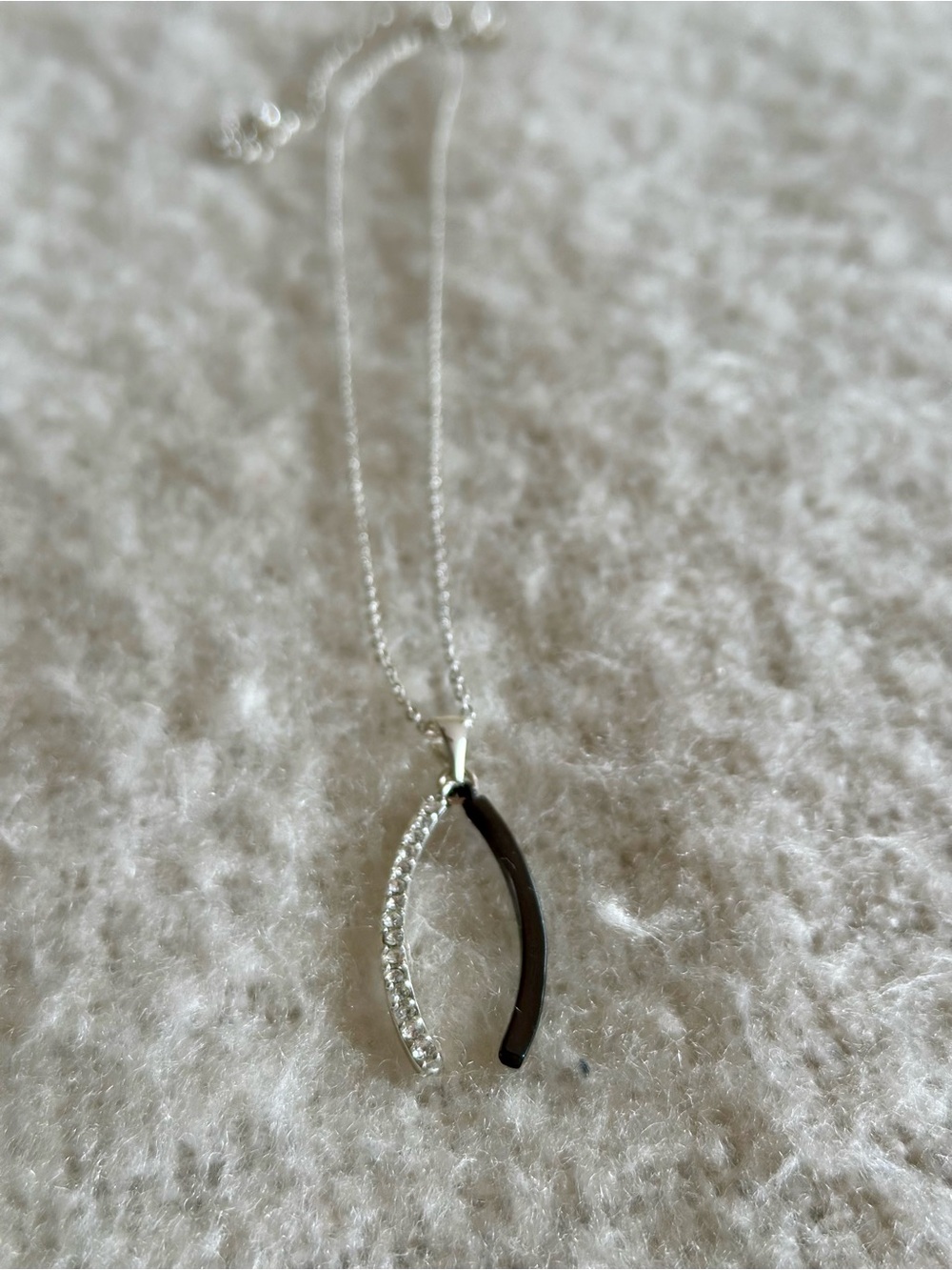 Premier Designs Two-Tone Wishbone Necklace - Black and Silver